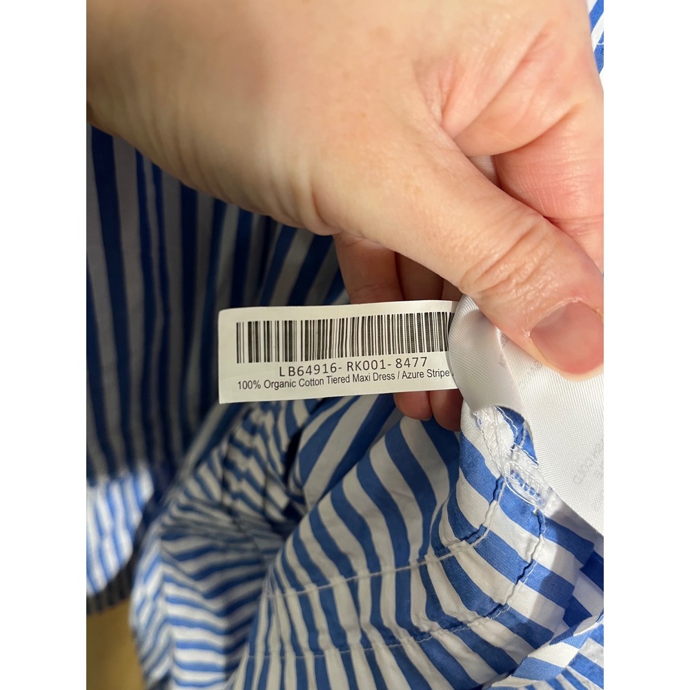QUINCE 100% Organic Cotton Poplin Tiered Maxi Dress in Azure Stripe - Picture 9 of 10
